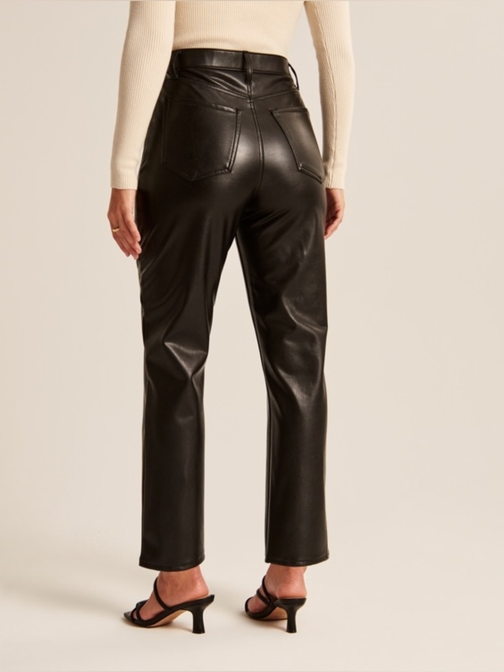 Abercrombie & Fitch Pants Black Curve Love Vegan Leather Ankle Straight Size 27 - Picture 11 of 11